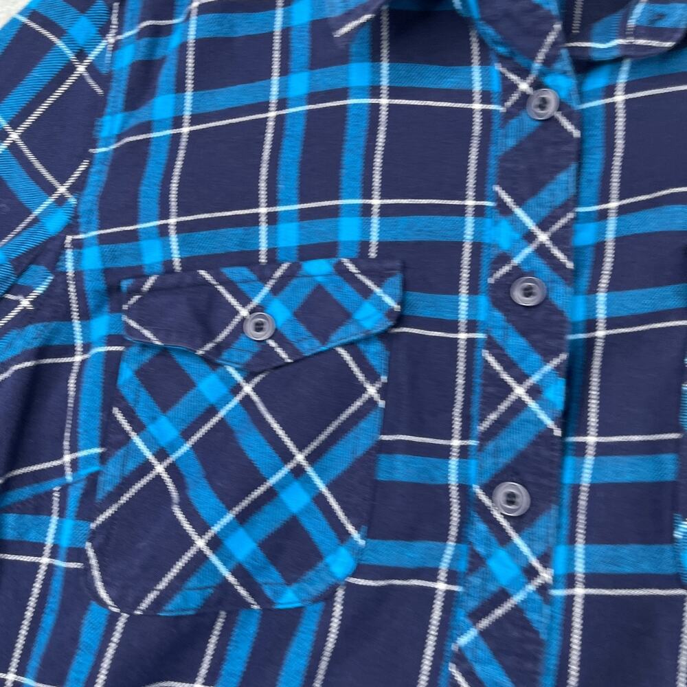 Duluth Trading Co Long Sleeve Button Down Shirt Womens Large Blue Plaid Roll Tab - Picture 4 of 15